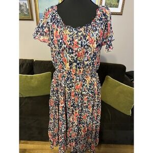 Sundance Multicolored Floral Clarissa Dress Size PS Midi Gauzy Boho Tiered Skirt